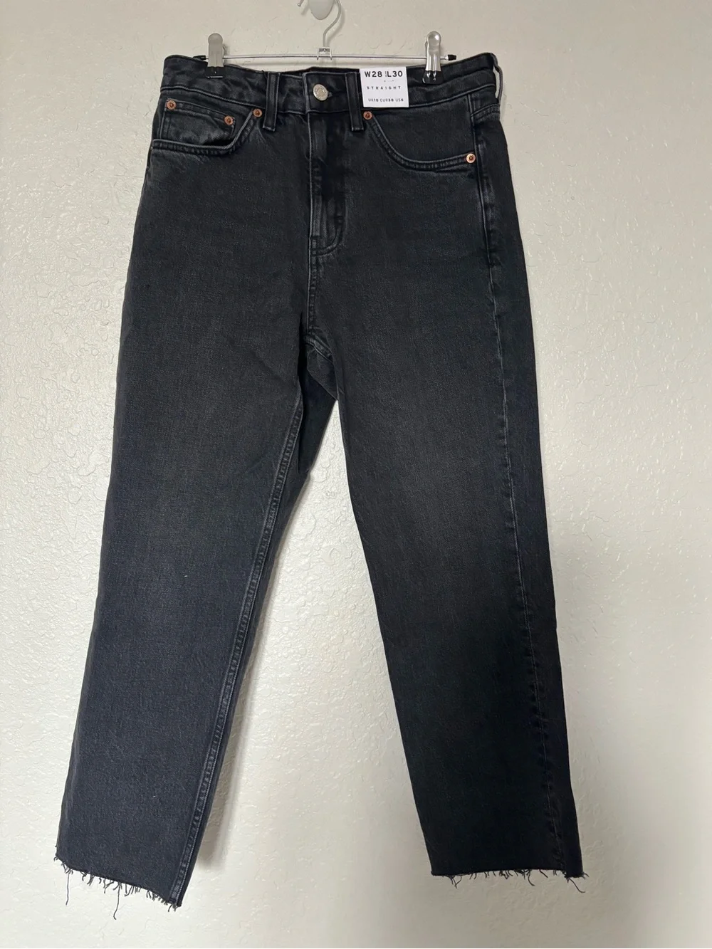 Topshop Black Straight-Leg Jeans - Picture 2 of 8